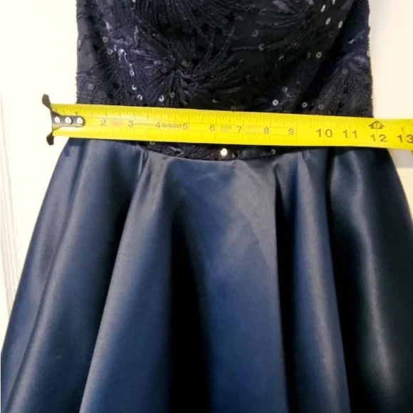 Blue Strapless Sweetheart Fit and Flare Dress - Picture 5 of 9